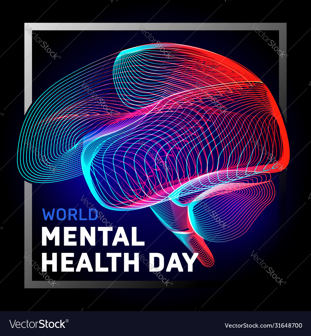 Human brain to world mental health day Royalty Free Vector