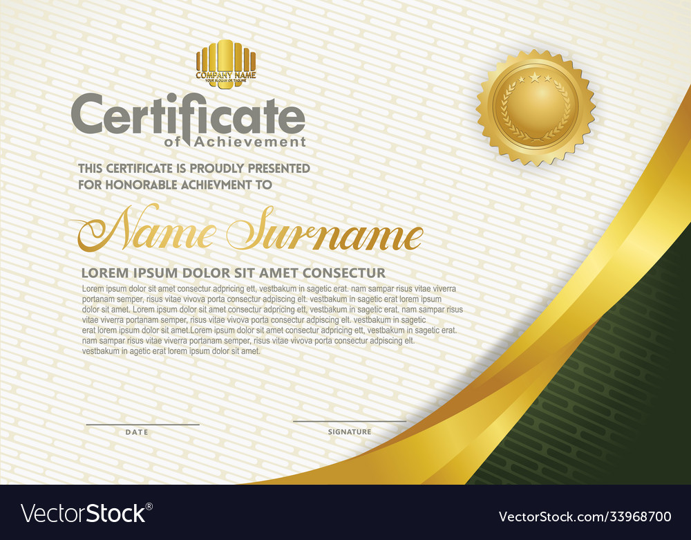 Luxury horizontal certificate template Royalty Free Vector