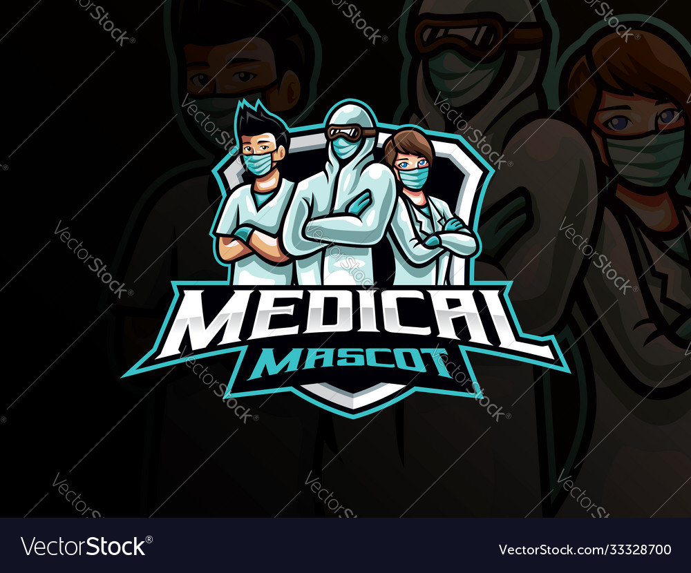 Medical mascot esport logo design Royalty Free Vector Image