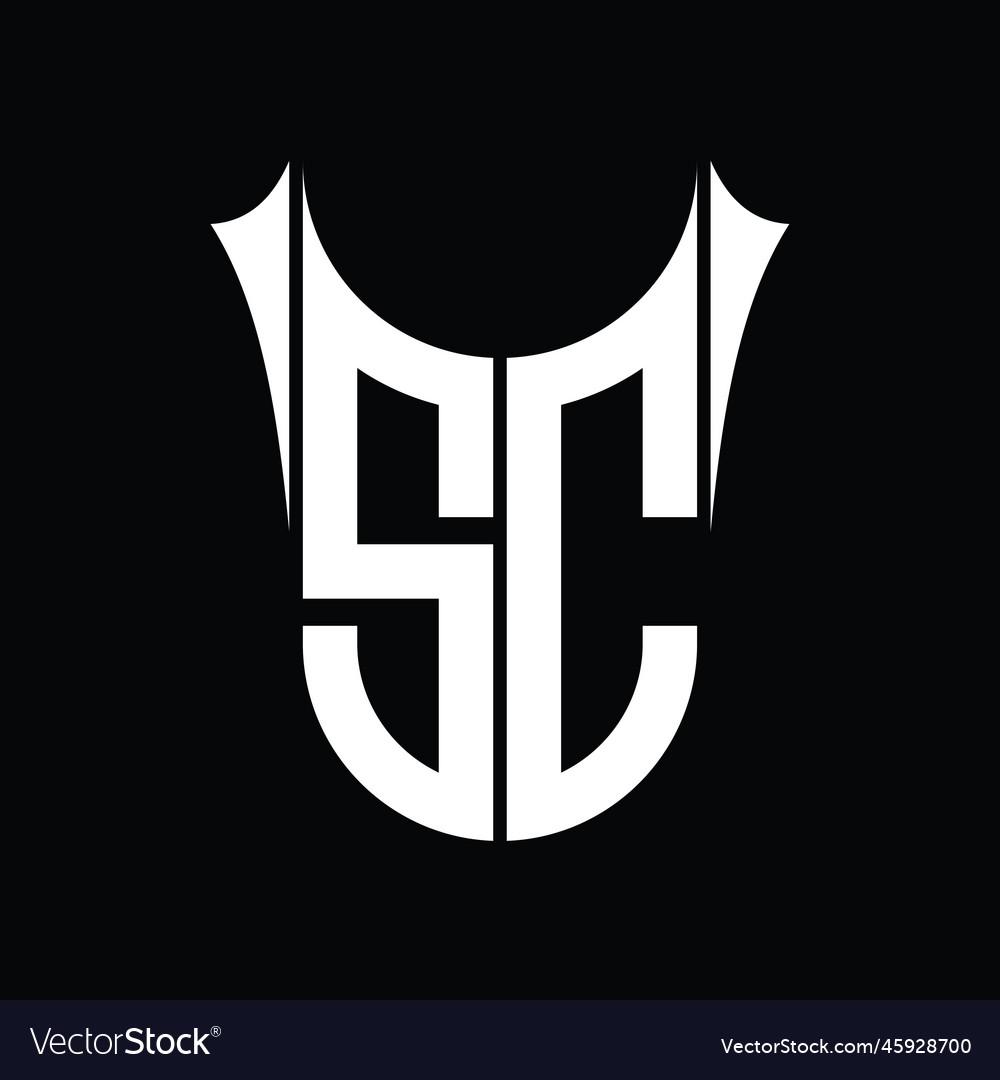 Sc logo monogram shield sharp half round shape