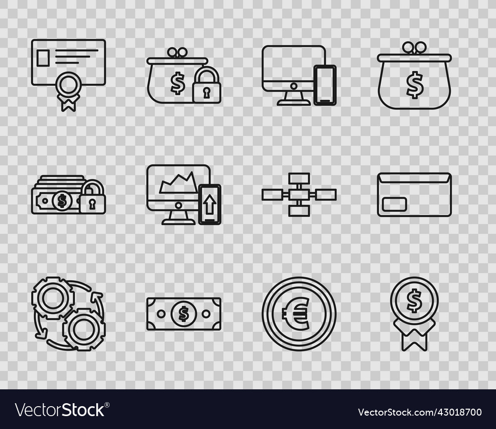 Set line gear and arrows as workflow process vector image Set line gear and arrows as workflow process
