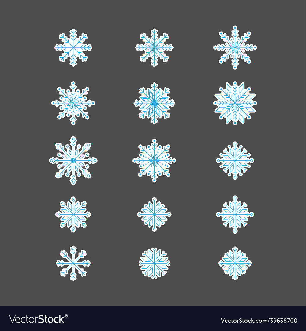 Set of abstract snowflakes design elements