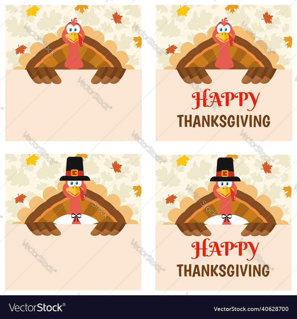 Turkey bird cartoon character collection - 4 Vector Image