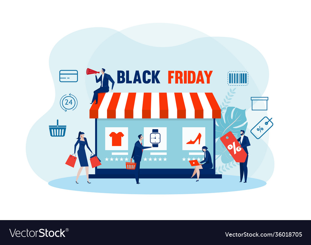 Black friday online shopping tablet shop vector image Black friday online shopping tablet shop
