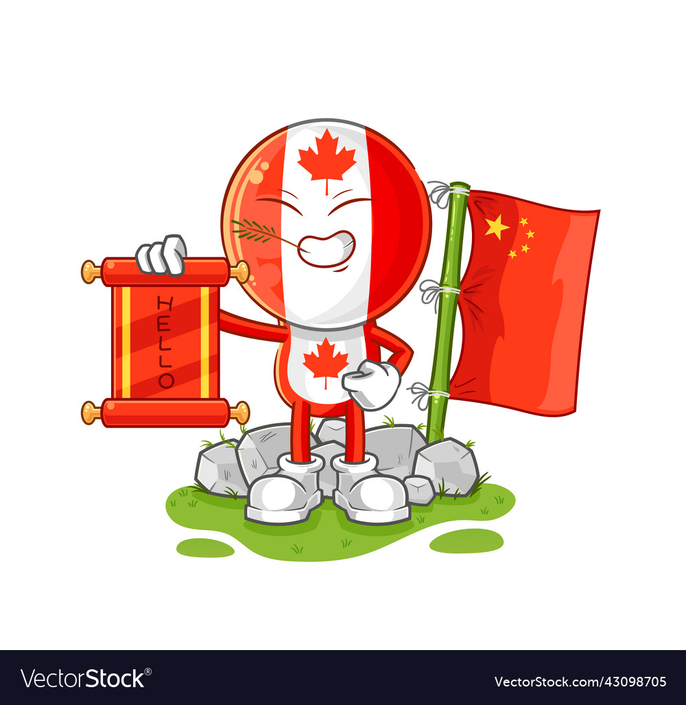 Canada flag head chinese cartoon mascot