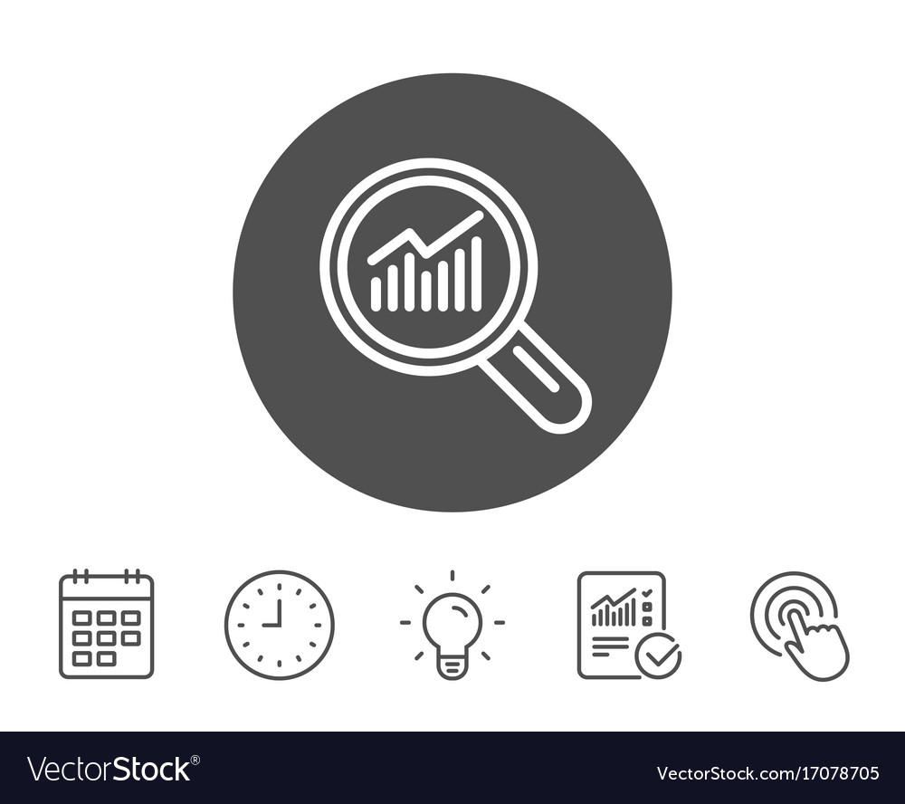 Chart line icon report graph sign in magnifier