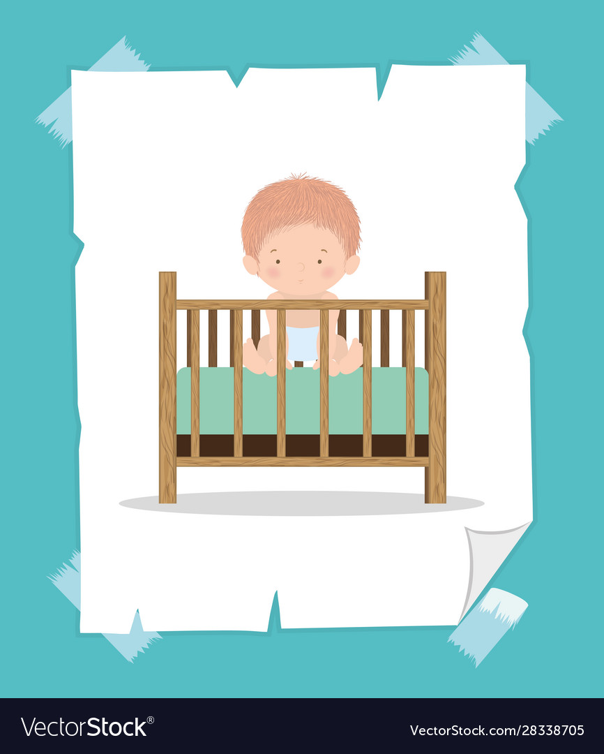 Cute baby boy inside cradle design Royalty Free Vector Image