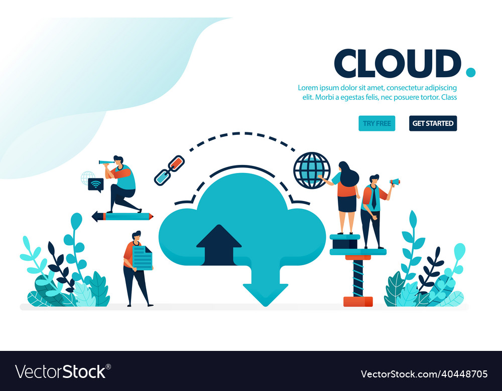 Database and cloud internet download upload Vector Image Database and cloud internet download upload