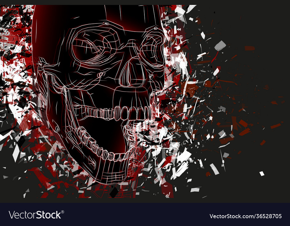 Exploded skull with splashes in all directions Vector Image Exploded skull with splashes in all directions