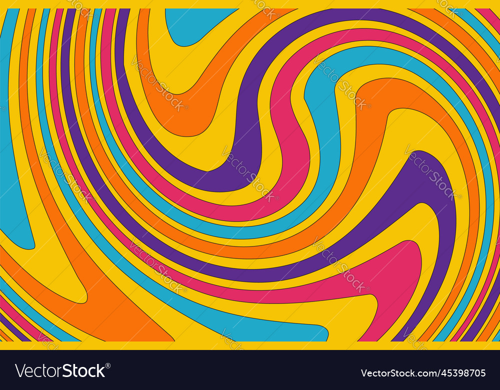 Flat groovy psychedelic background with colorful