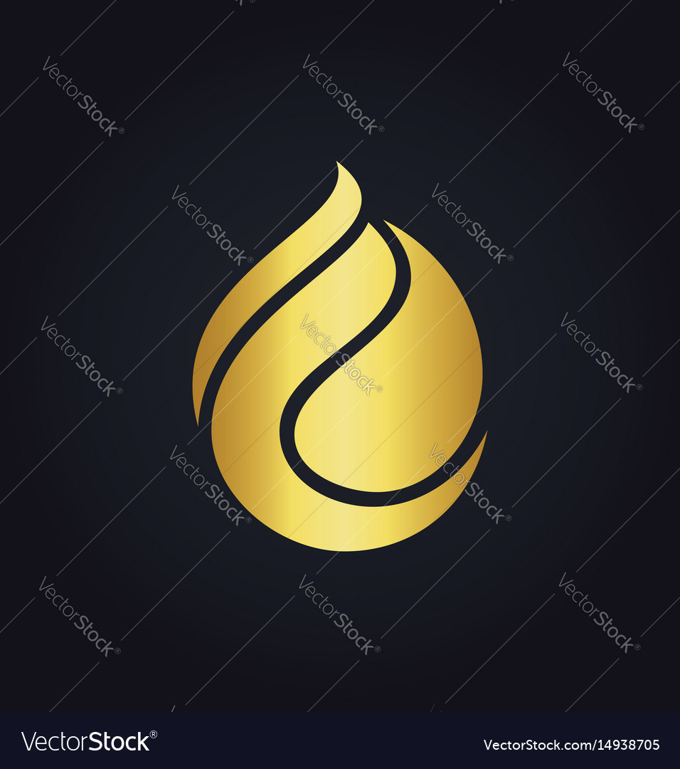 Gold bio gas droplet logo Royalty Free Vector Image