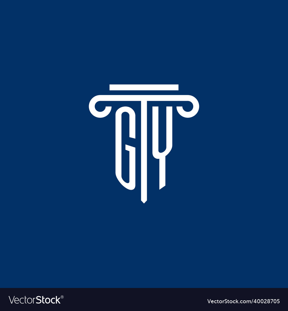Gy initial logo monogram with simple pillar icon
