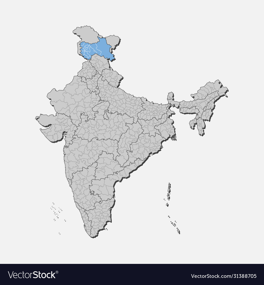 India country map jammu and kashmir state template