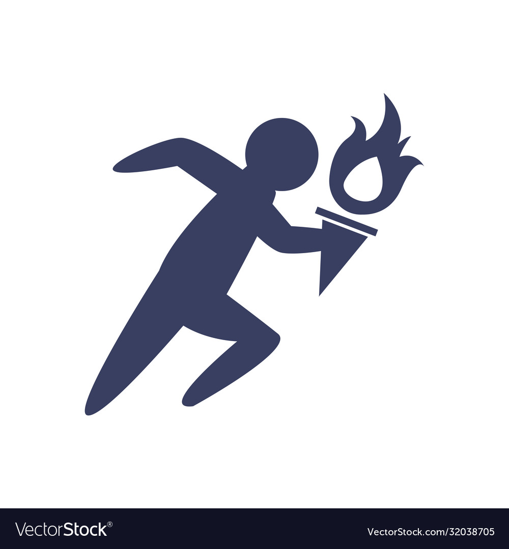 Man avatar running with torch silhouette style