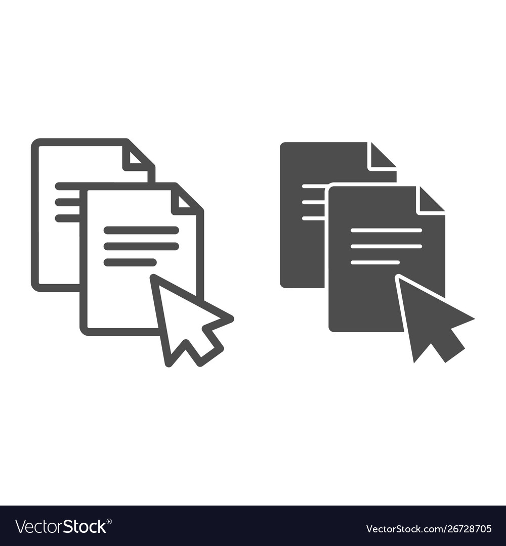 Pointer on document line and glyph icon file