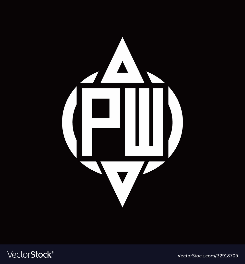 Pw logo with circle rounded combine triangle top