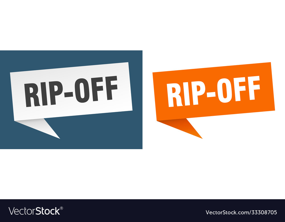 Rip-off banner sign speech bubble label