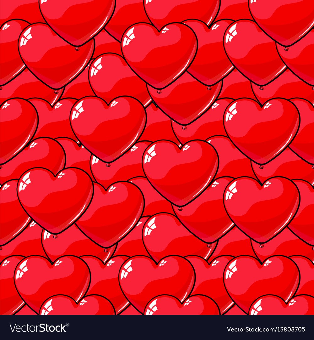 Seamless pattern of red balloons in the shape