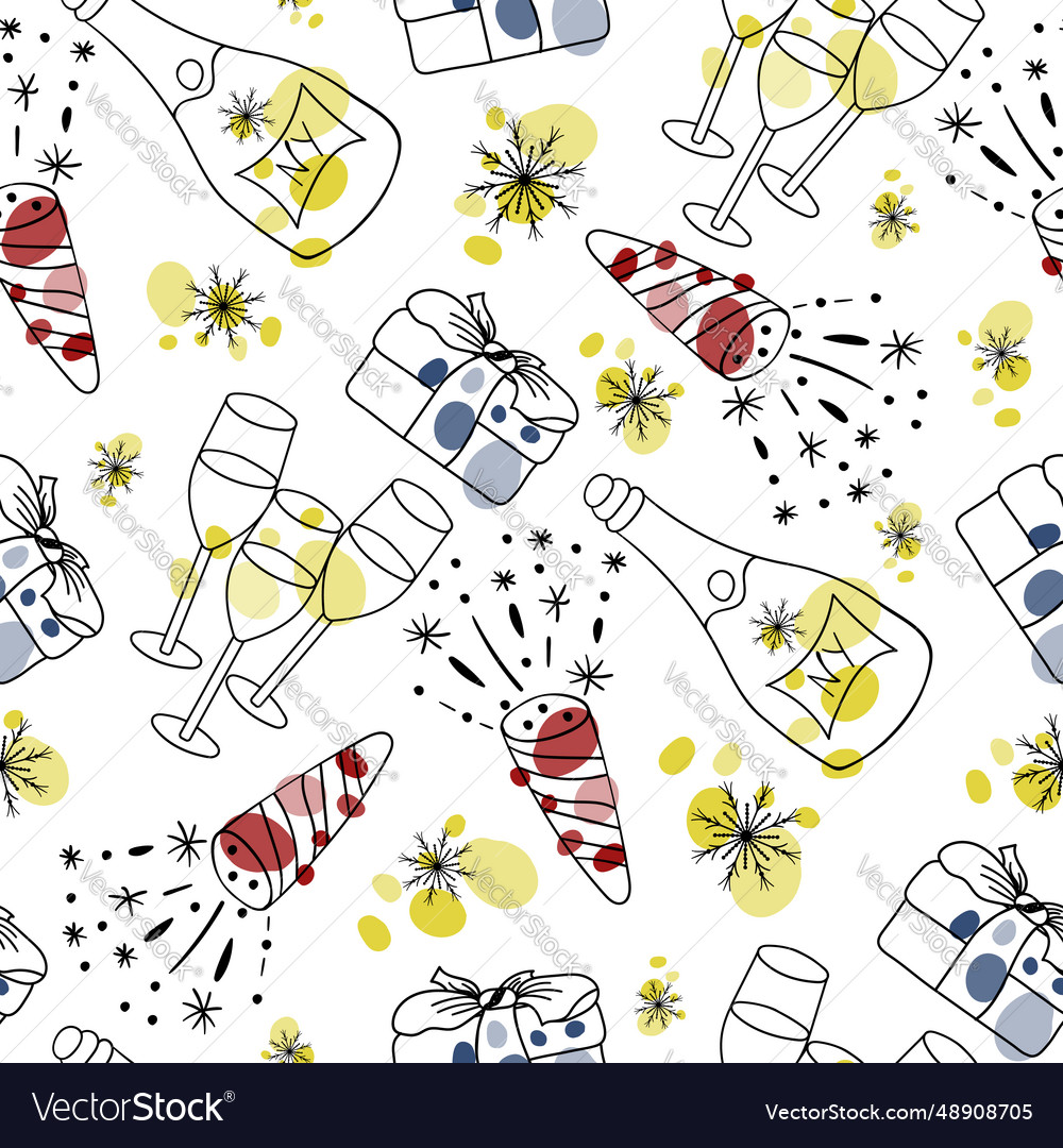 Seamless pattern with new year s clipart vector image Seamless pattern with new year s clipart