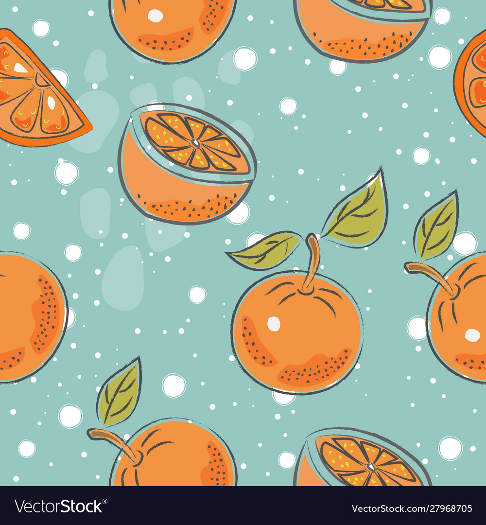 Seamless pattern with oranges scandinavian vector image Seamless pattern with oranges scandinavian