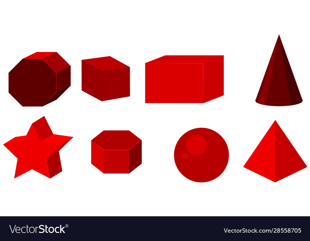 Set geometry shapes in red vector image Set geometry shapes in red