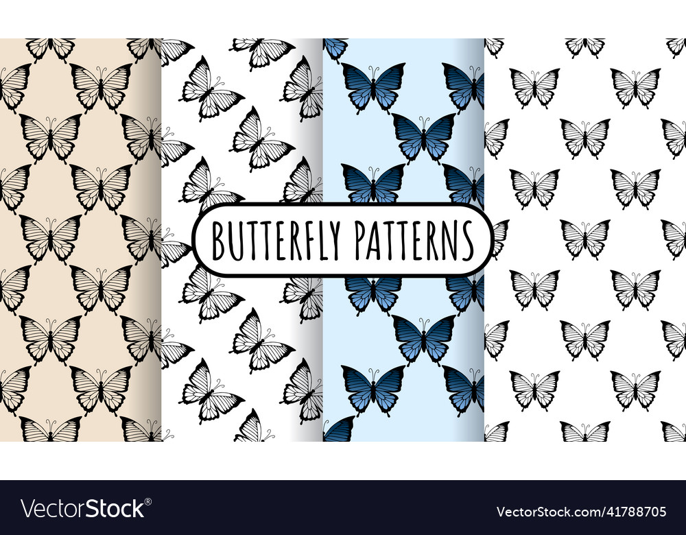 Set of butterflies seamless border pattern