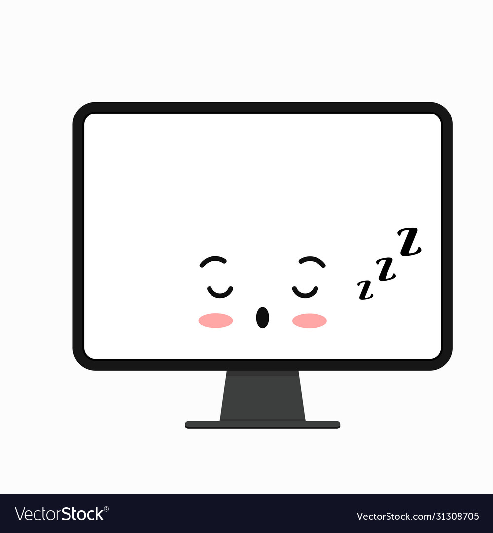 Sleeping off computer monitor emoji icon Vector Image