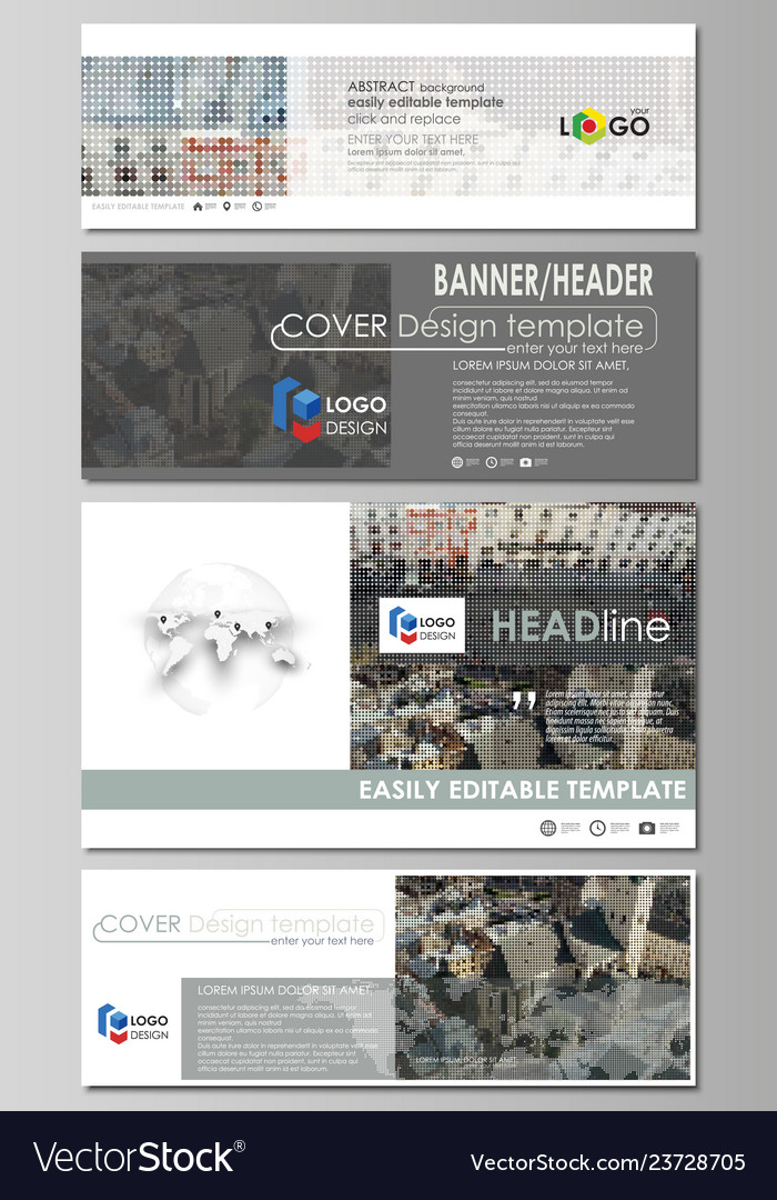 Social Media And Email Headers Set Modern Banners Vector Image