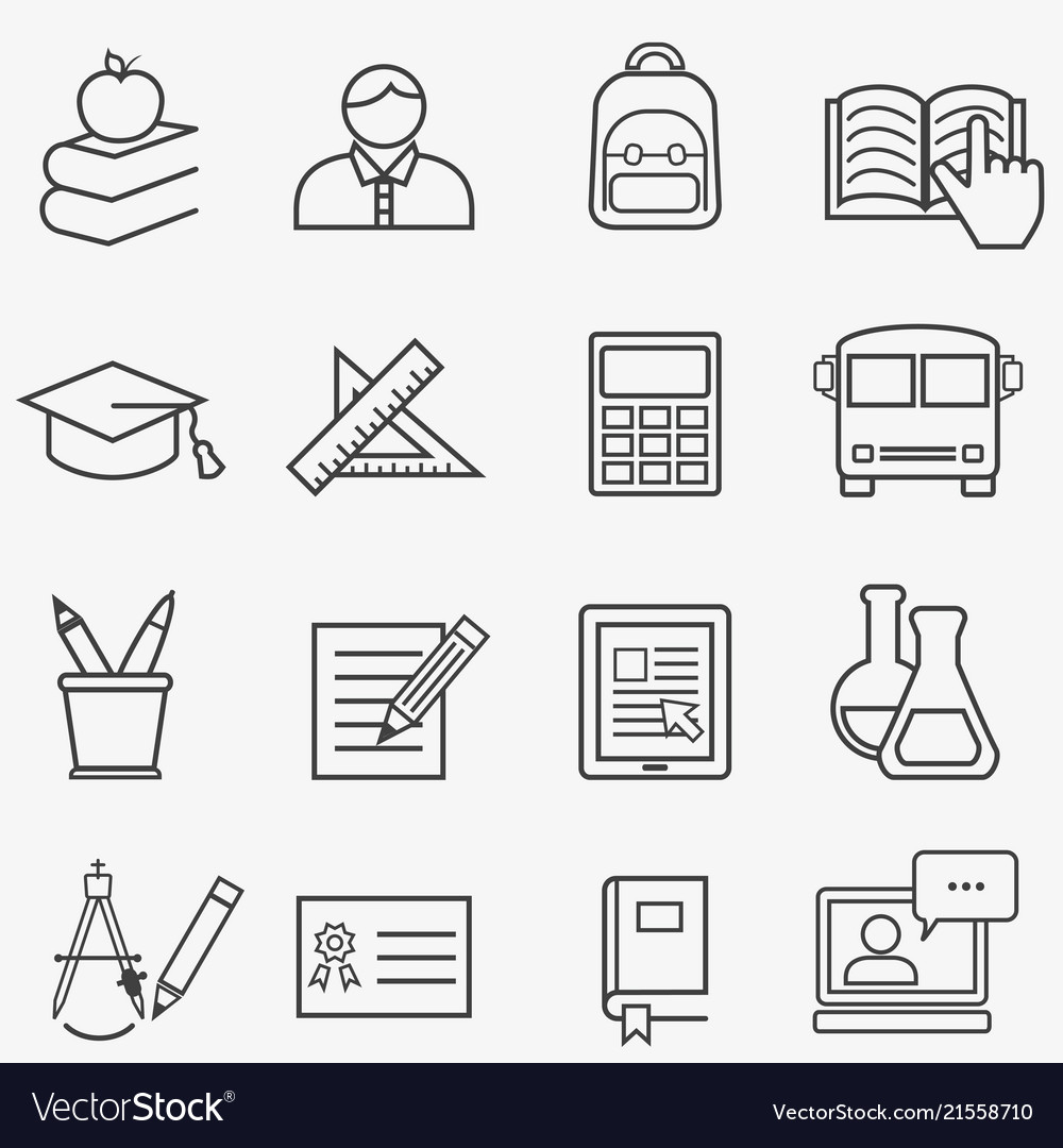 Back to school and education line icons