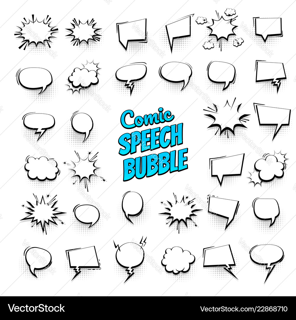 Big set hand drawn effects comic speech bubbles Vector Image