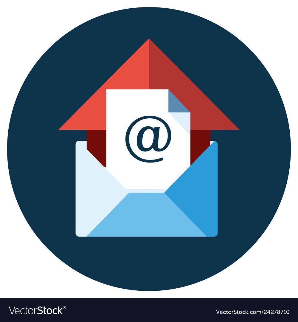 Blue flat icon open envelope and message object