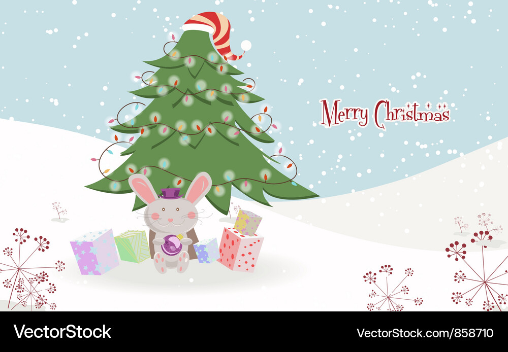 Bunny with tree Royalty Free Vector Image - VectorStock