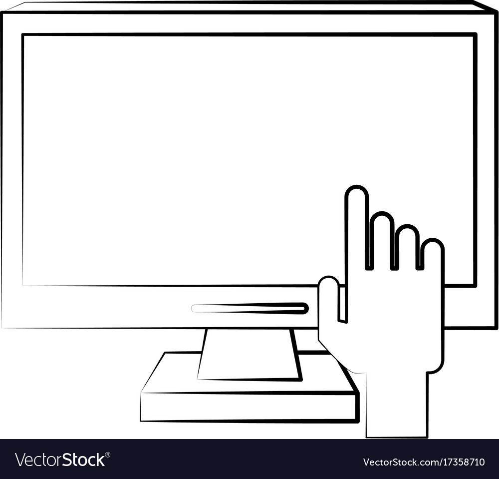 Computer monitor with hand cursor icon image