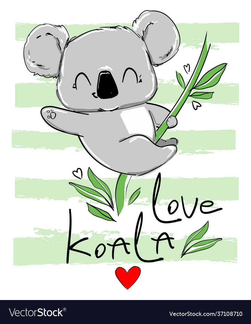 Cute koala children design print for textiles Vector Image