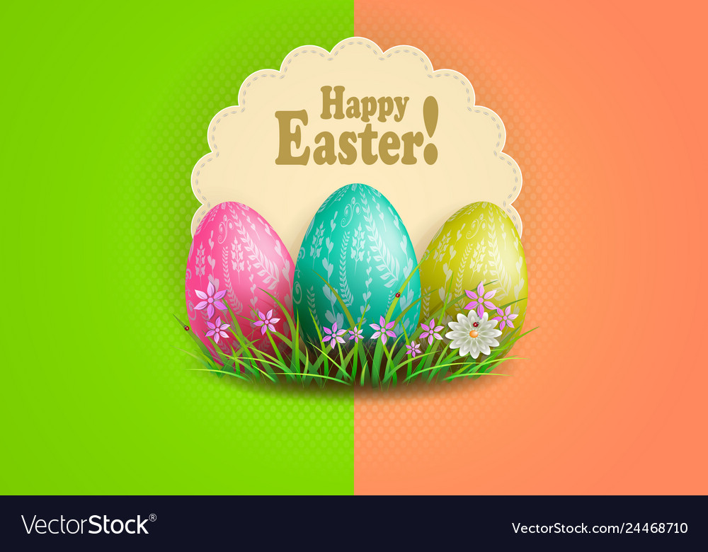 Easter multicolored composition with a round frame