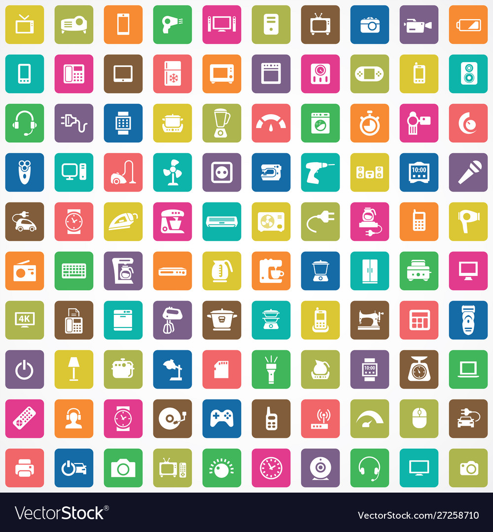 Electronics 100 icons universal set for web and ui