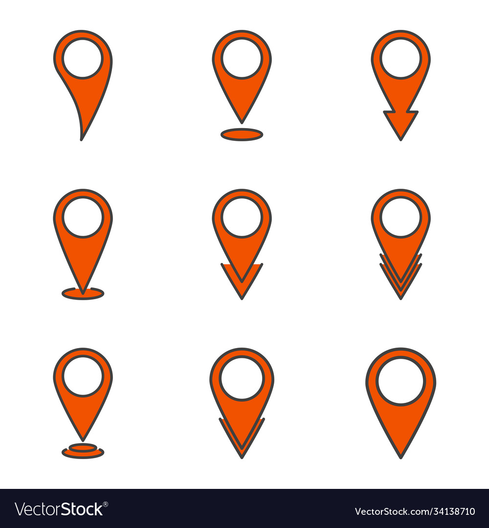 Geolocation pointers icons set image label vector image Geolocation pointers icons set image label