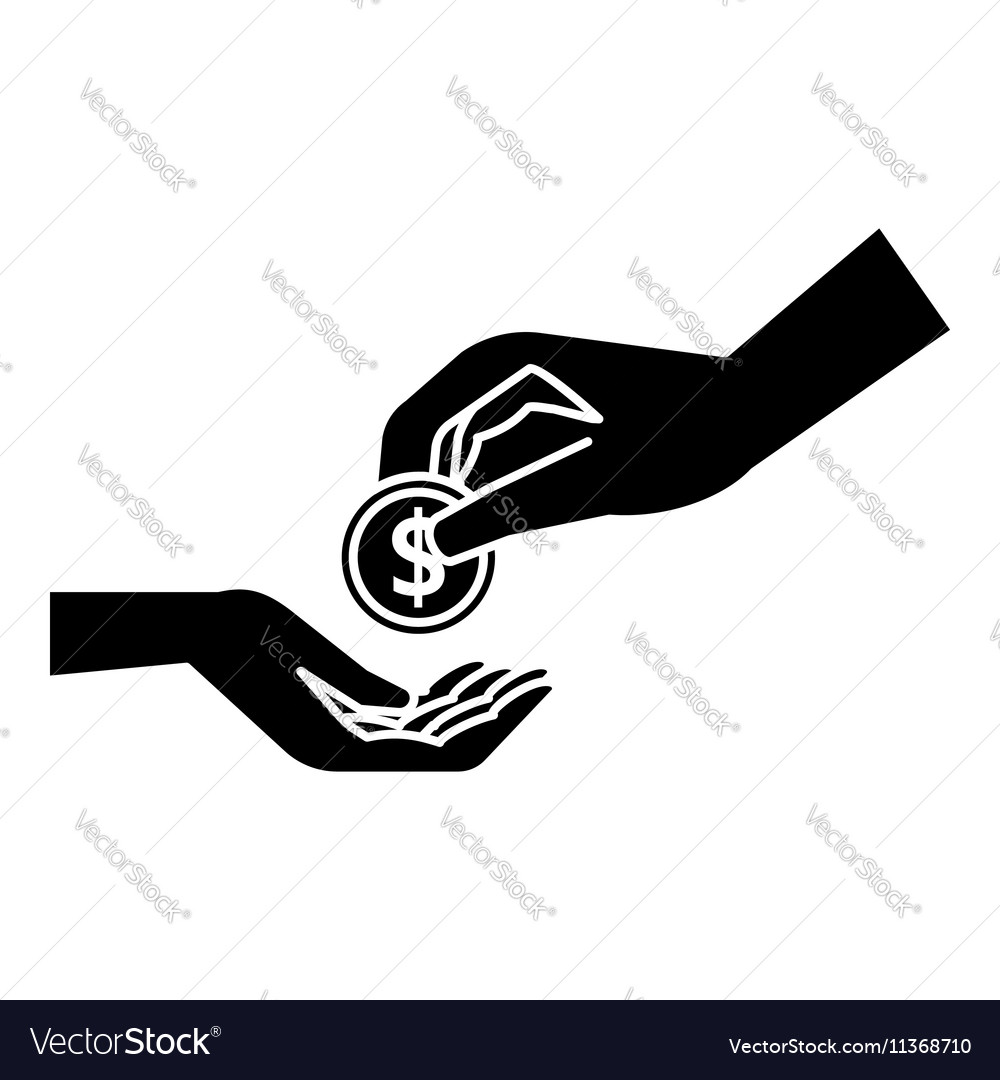 Hands holding coins icon simple style Royalty Free Vector