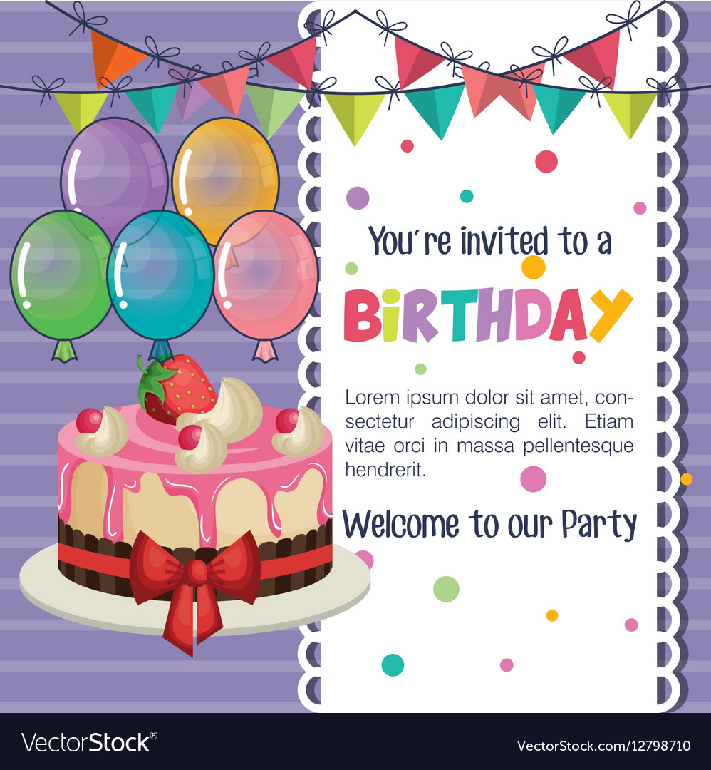Happy birthday invitation with balloons air