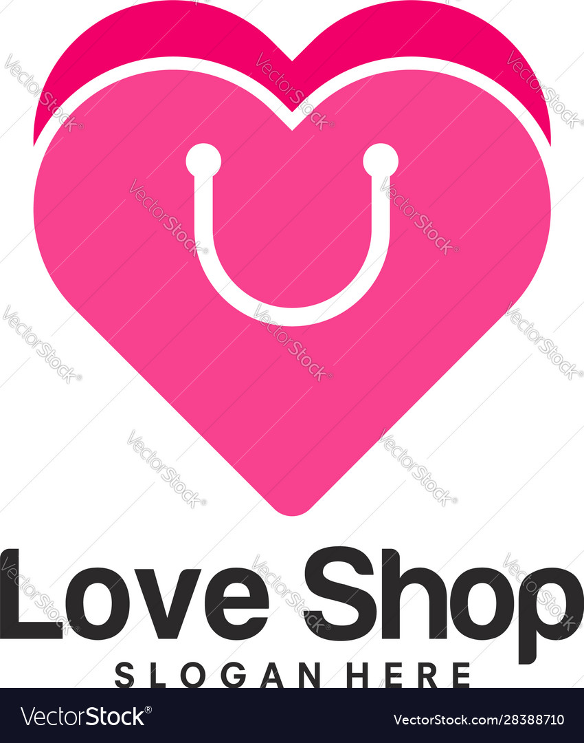 Love shop logo designs and shopping bag