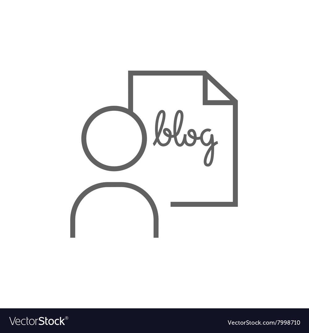 Man and sheet with word blog line icon