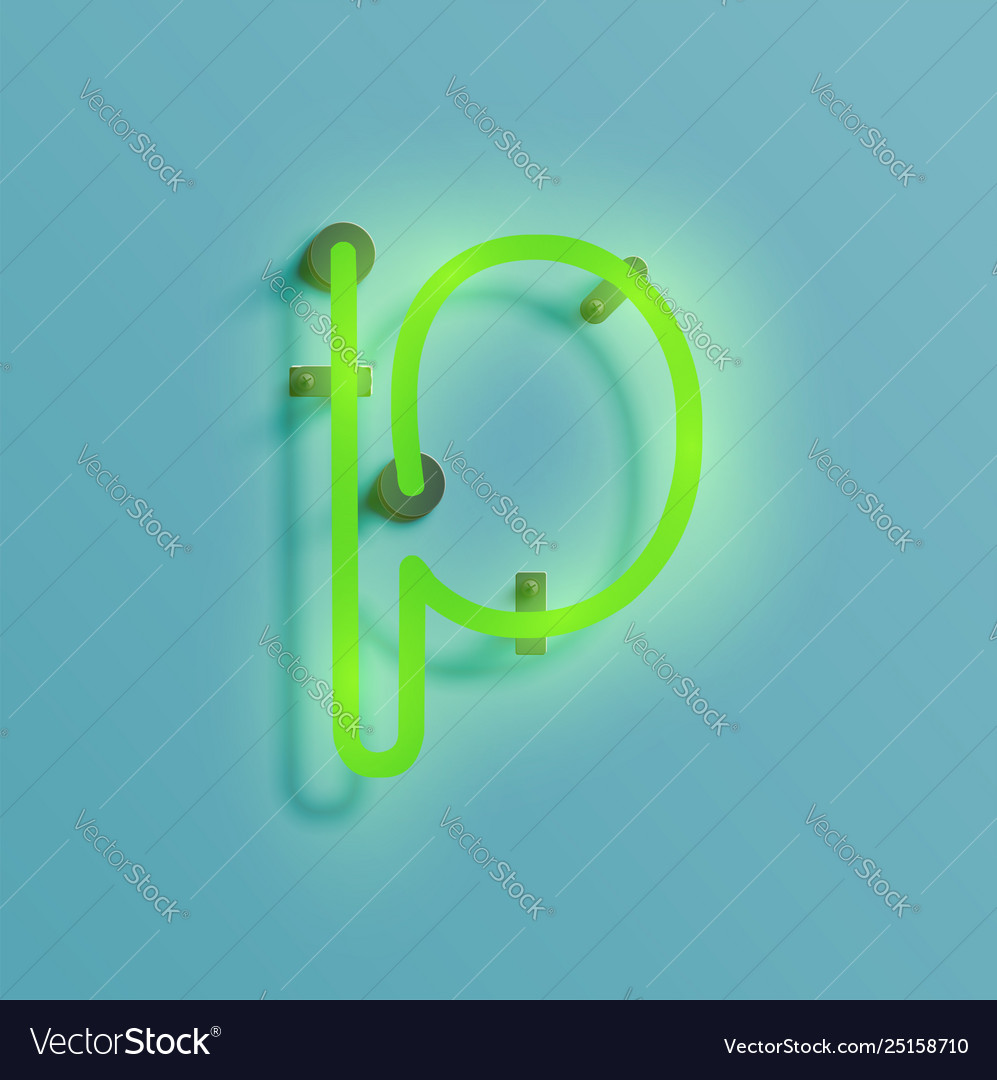 Realistic neon character from a typeset vector image Realistic neon character from a typeset