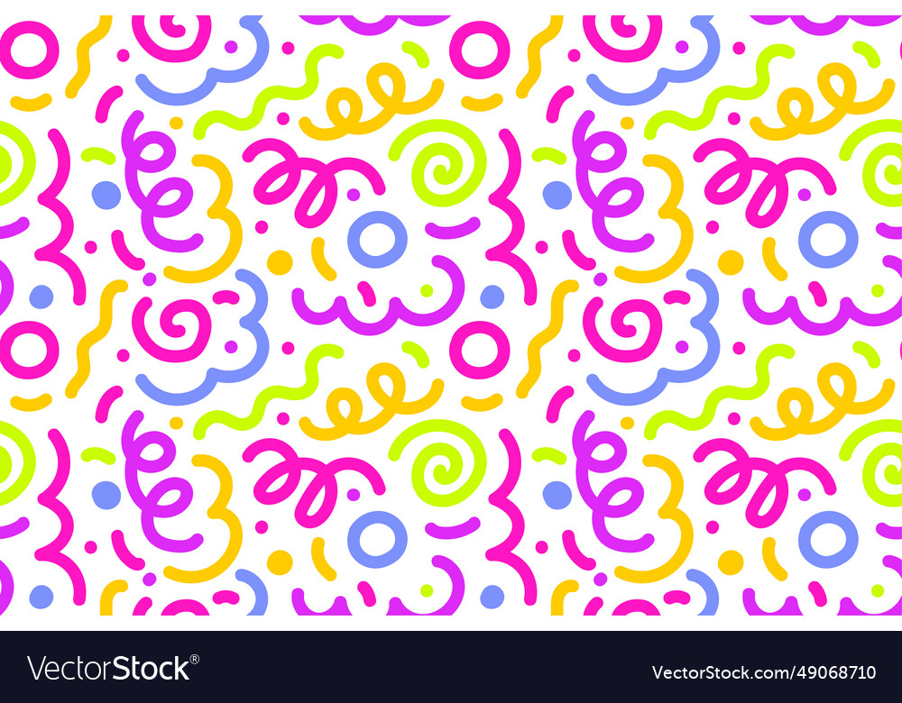 Seamless pattern of colorful abstract squiggles vector image Seamless pattern of colorful abstract squiggles