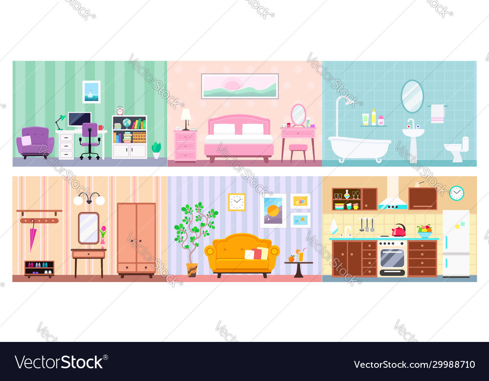 Different rooms in the house Royalty Free Vector Image