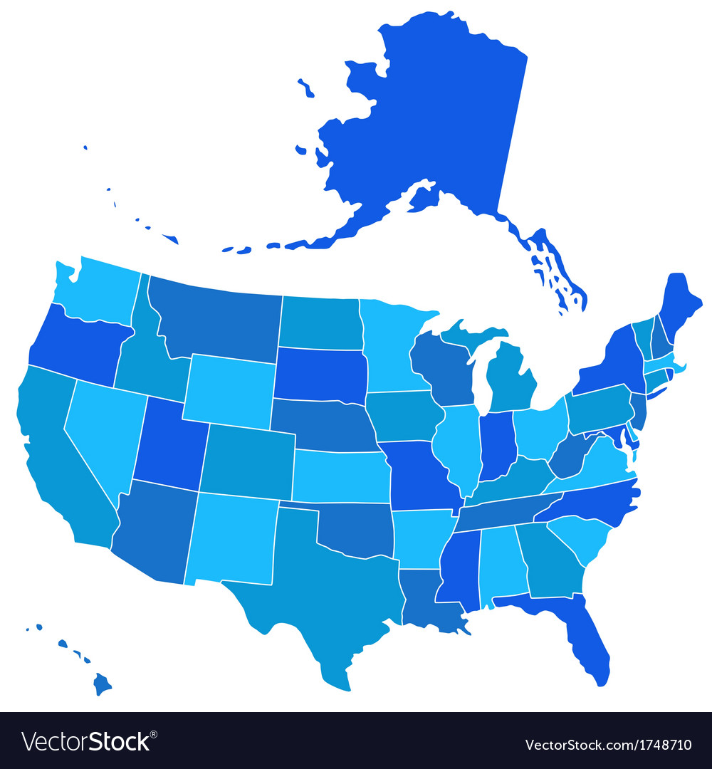 Silhouette map of usa Royalty Free Vector Image