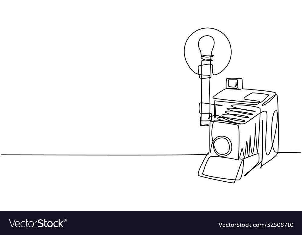 Single continuous line drawing old retro vector image Single continuous line drawing old retro