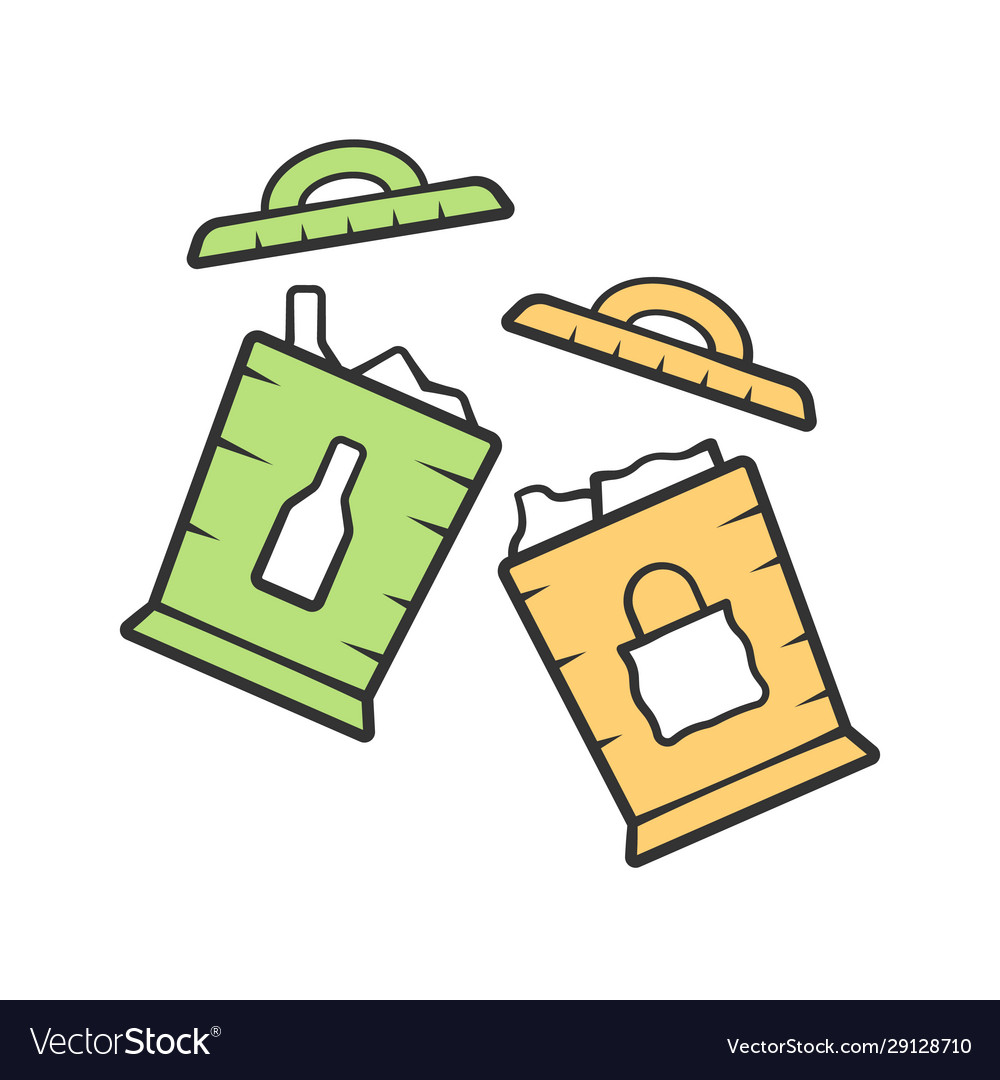 Trash sorting bins color icon