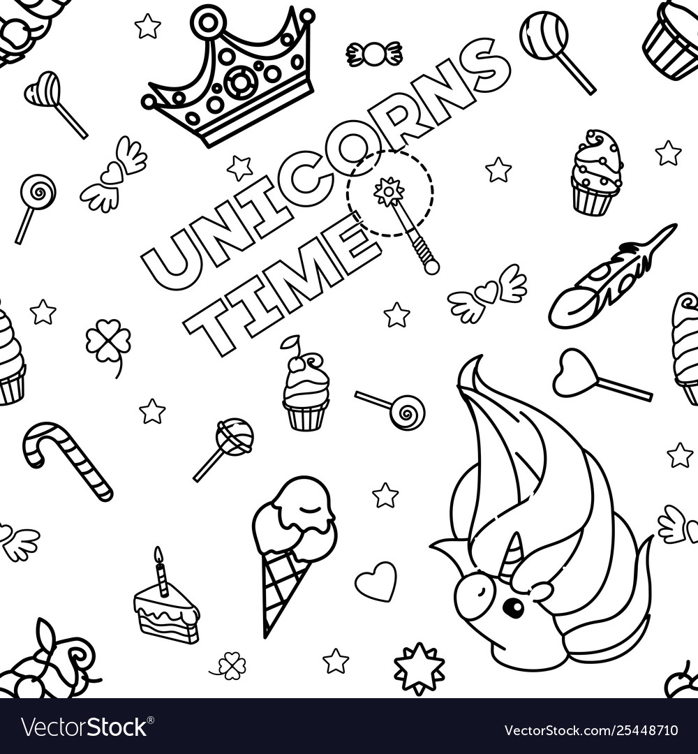 Unicorn pattern coloring page