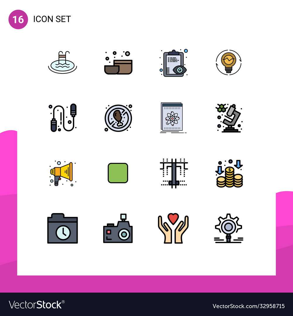 16 universal flat color filled lines set for web