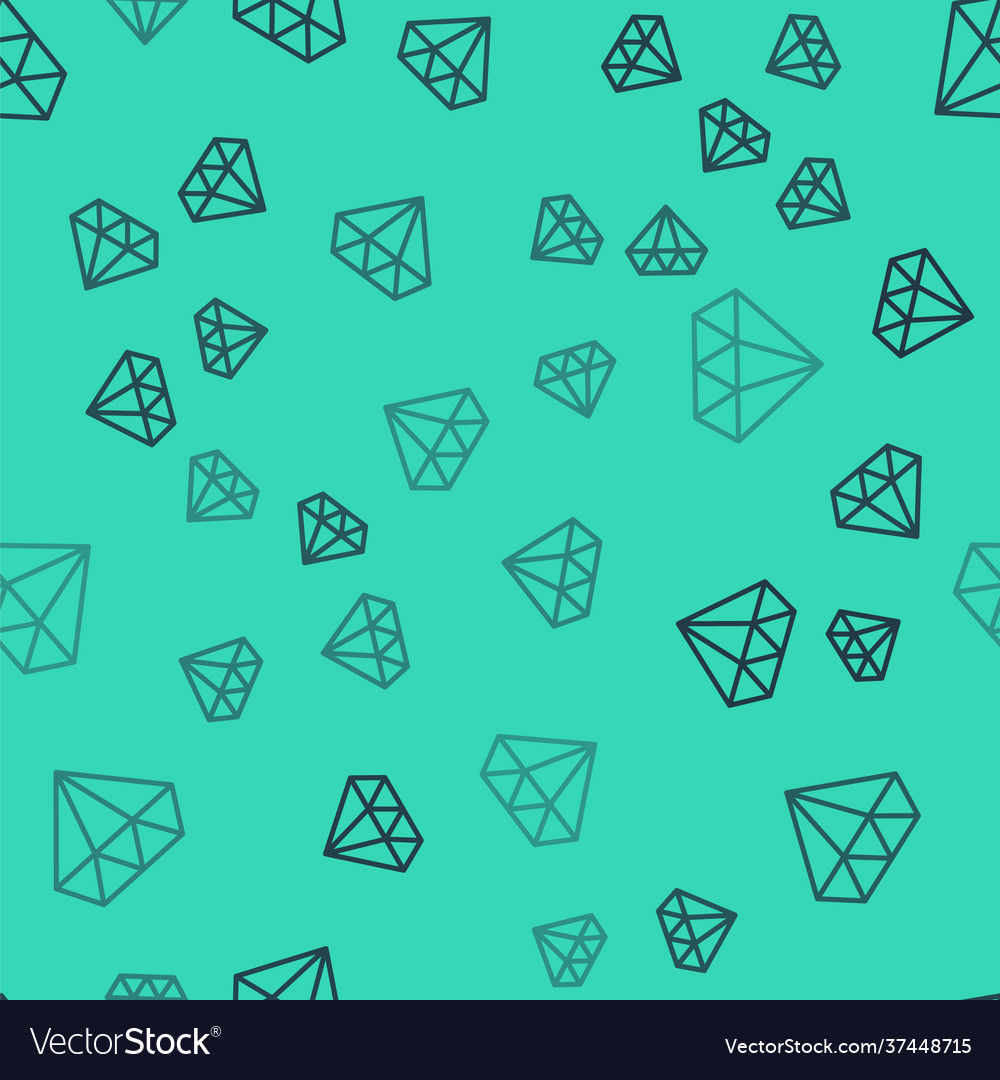 Black line diamond icon isolated seamless pattern